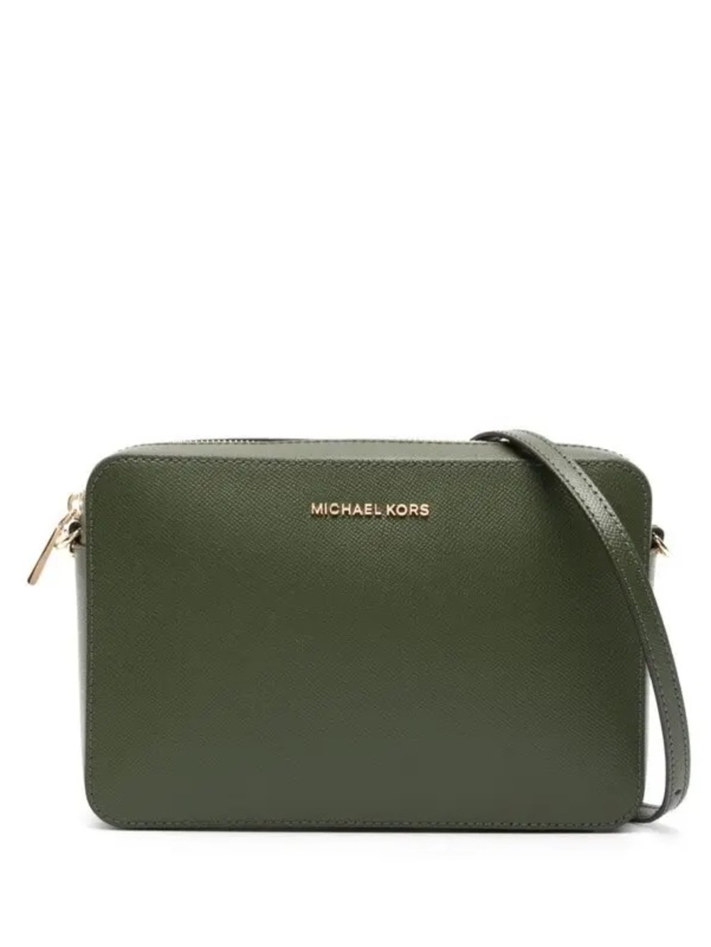 Michael Kors Olive Jet Set Saffiano Leather Large Crossbody Gold Hardware (ABBA)